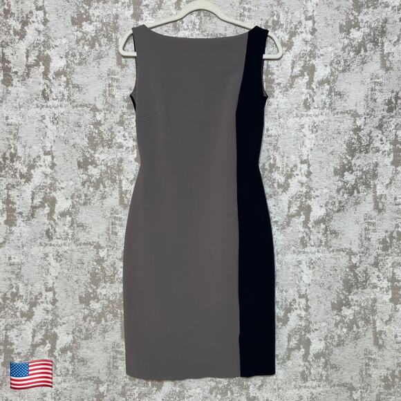 Chiara Boni La Petite Robe Boat Neck Color Block Pencil Dress in Greige/Black - Picture 1 of 6